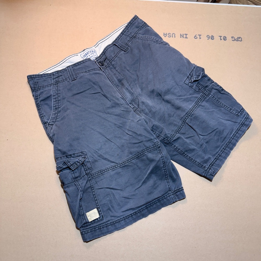 Modern Signature Levi Strauss Cargo Shorts 36 Blue Excellent Cotton Utility